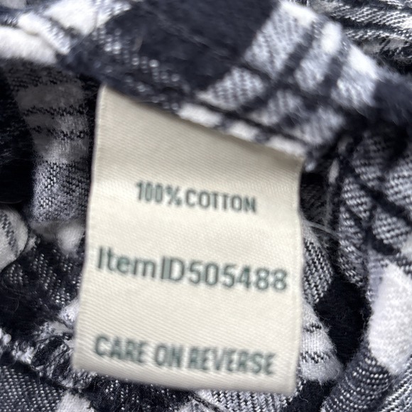 LL BEAN Womens Full Zip Hooded Jacket-All Cotton Black/White Plaid-Relaxed Fit L - Picture 12 of 16